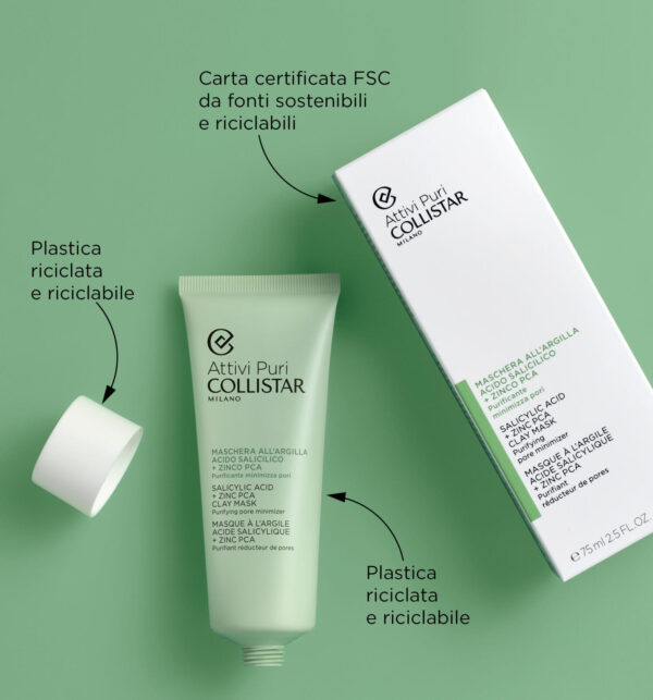 COLLISTAR ATTIVI PURI MASK ARGILLA ACIDO SALICILICO +ZINCO PCA 75ML - immagine 6