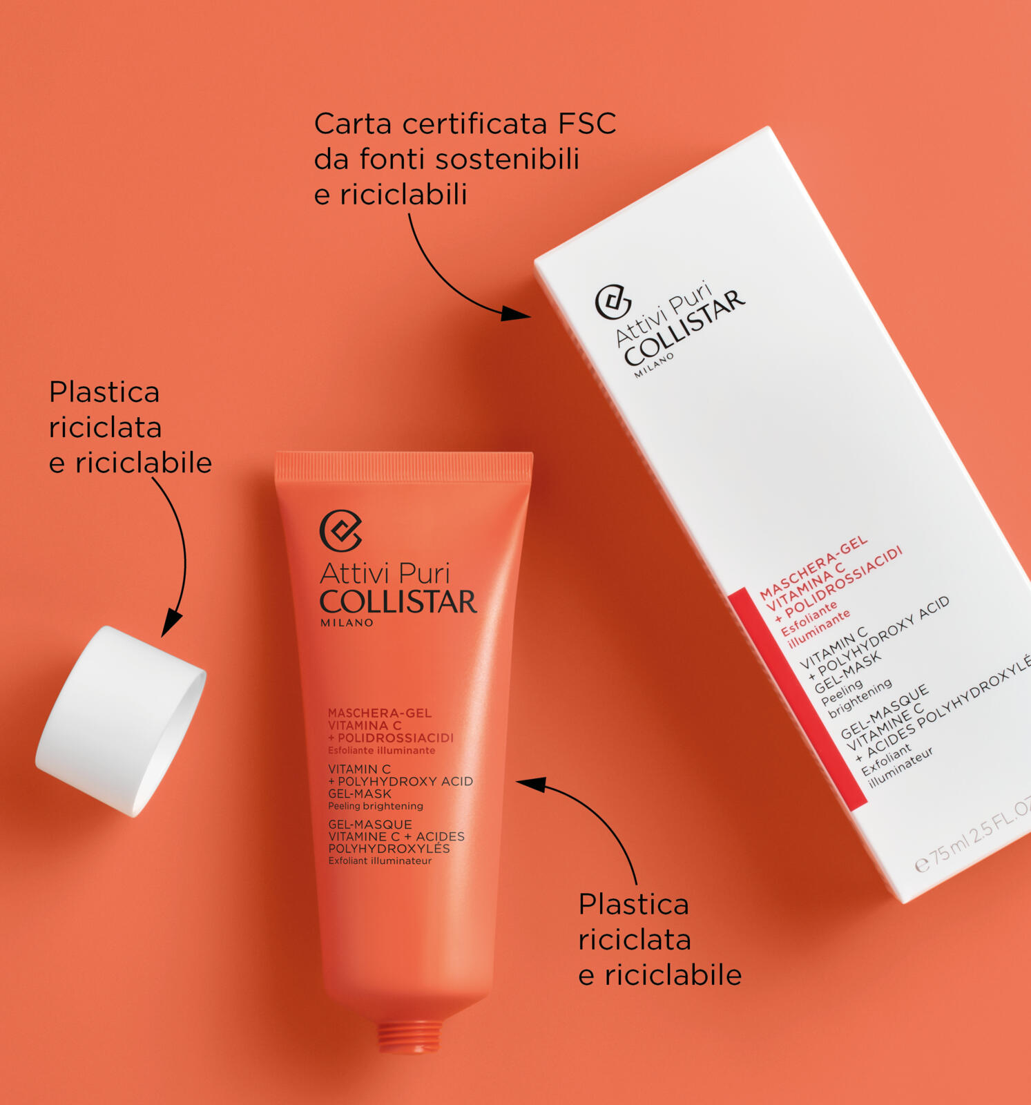 COLLISTAR ATTIVI PURI MASK GEL VITAMINA C+POLIDROS. 75ML