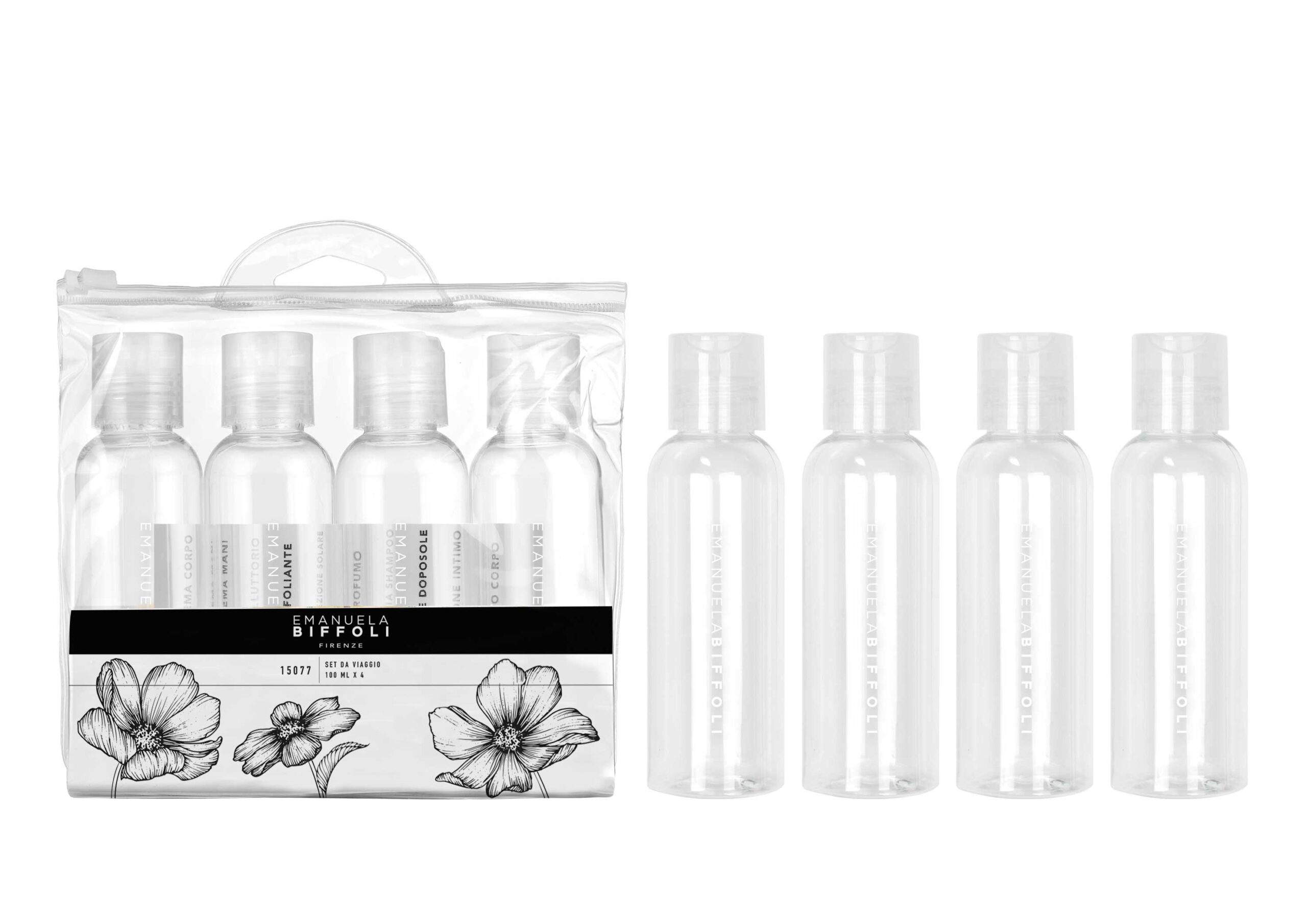 BIFFOLI SET 4 BOTTIGLIETTE DA VIAGGIO COD.15077