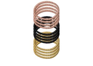 BIFFOLI ELASTICI FINI PER CAPELLI ORO/NERO/BRONZO COD.15180