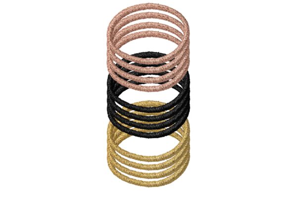 BIFFOLI ELASTICI FINI PER CAPELLI ORO/NERO/BRONZO COD.15180