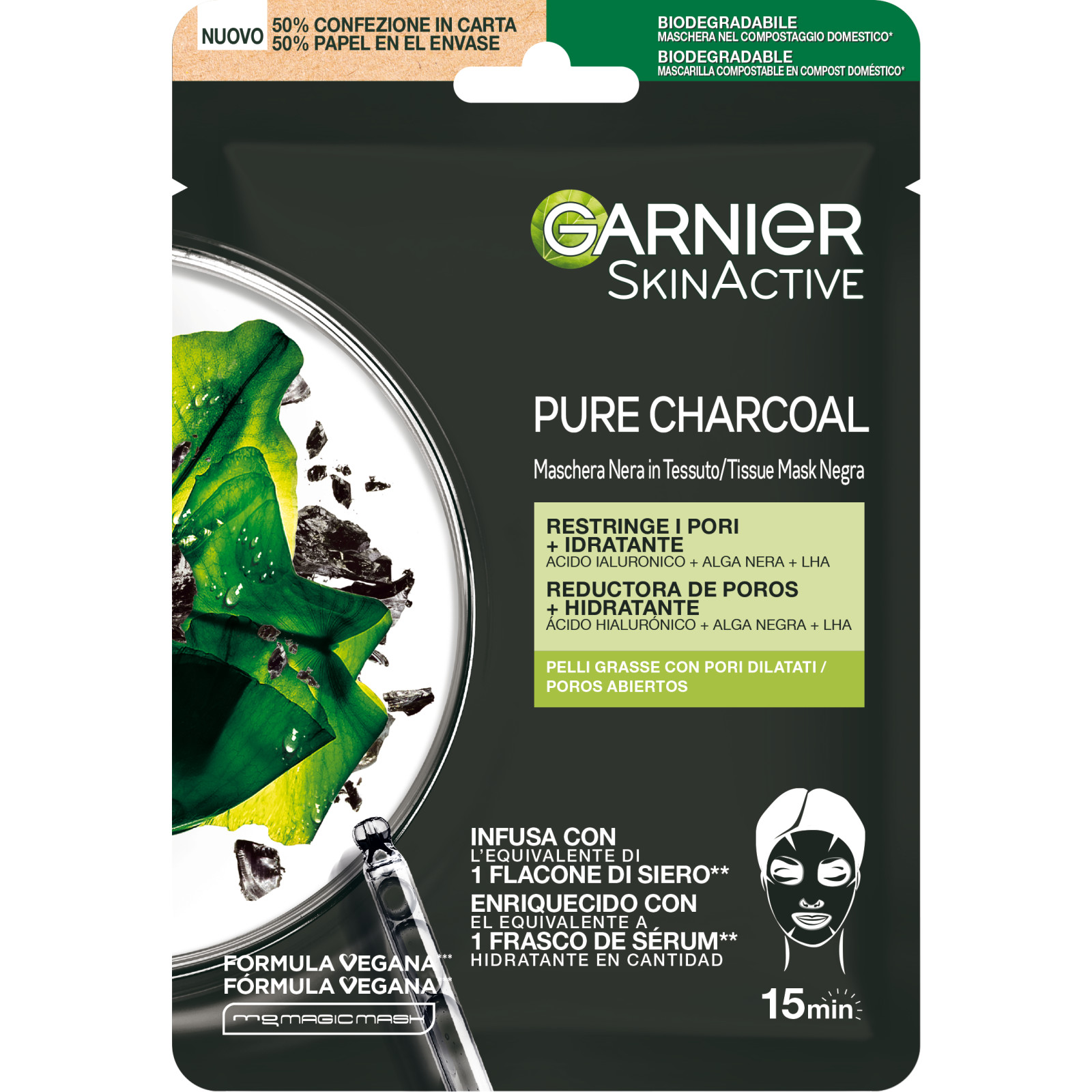 GARNIER HYDRABOMB MASCHERA CHARCOAL 36 GR