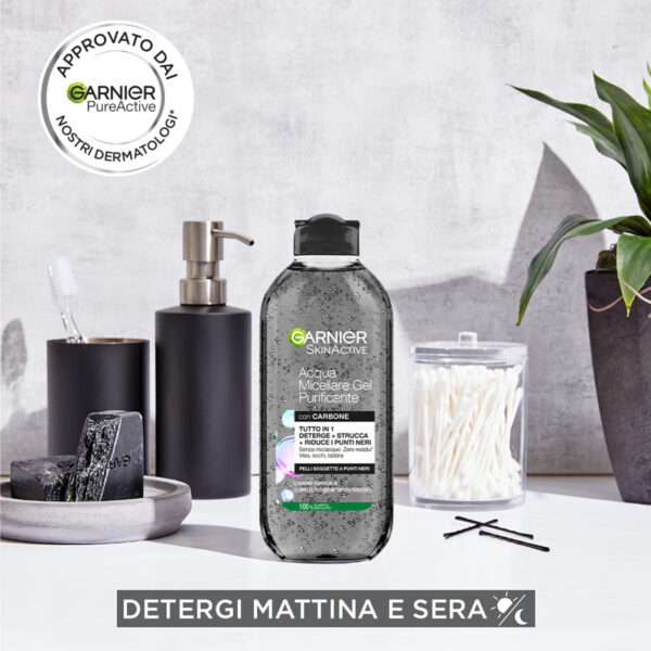 GARNIER SKIN ACTIVE ACQUA MICELLARE GEL PURIFICANTE CARBONE 400 ML - immagine 3
