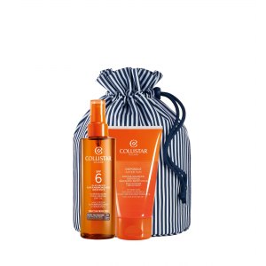 COLLISTAR KIT SOLARE OLIO SECCO SUPERABBRONZANTE SPF6+DOCCIA-SHAMPOO DOPOSOLE 150ML +POCHETTE
