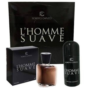 CAPUCCI L'HOMME SUAVE CONFEZIONE AFTER SHAVE 100 ML+ DEODORANTE 150 ML+BORSELLO