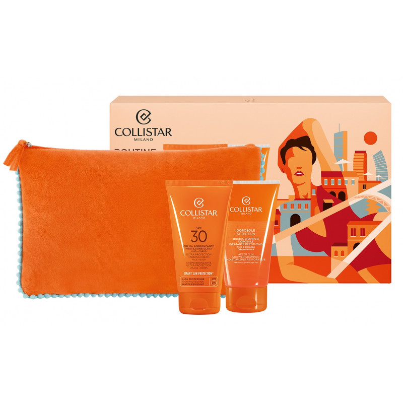COLLISTAR KIT SOLARE CREMA ABBRONZANTE SPF 30 150 ML+ DOCCIA SHAMPOO DOPOSOLE IDRATANTE+ POCHETTE