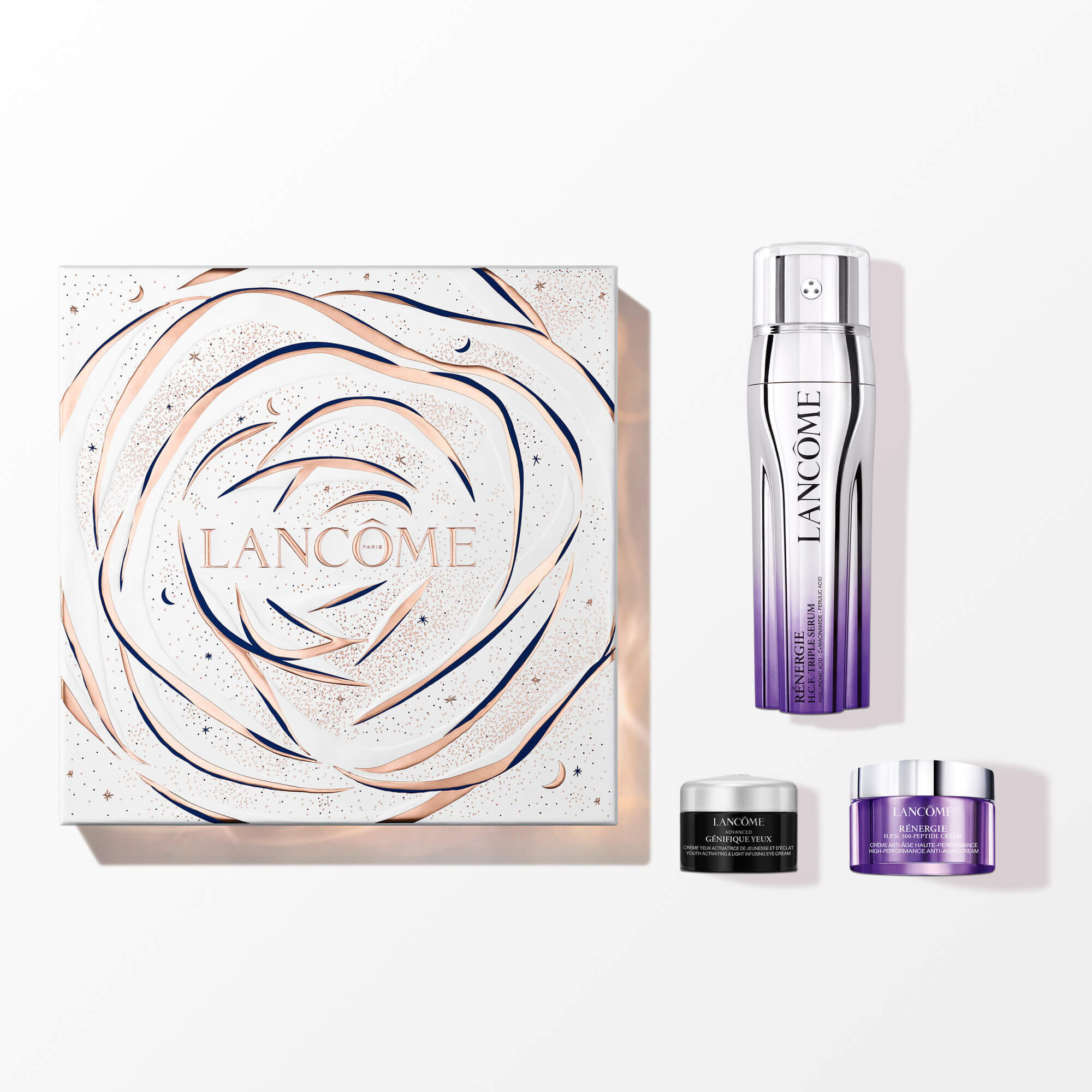 LANCOME RENERGIE TRIPLE SERUM 50ML+ H.P.N. 300-PEPTIDE CREAM 15ML +GENIFIQUE EYE CREAM 5ML