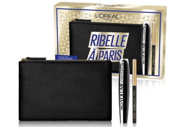 L'OREAL RIBELLE A PARIS MASCARA MEGA VOLUME COLLAGENE NERO + LE LINER SIGNATURE XMAS