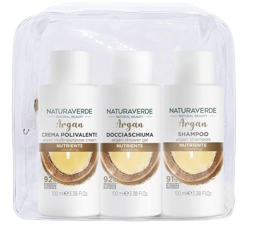 NATURAVERDE POCHETTE TRAVEL SHAMPOO + BAGNO + CREMA CORPO