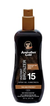 AUSTR. GOLD SPRAY GEL SPF 15 + BRONZER   237 ML